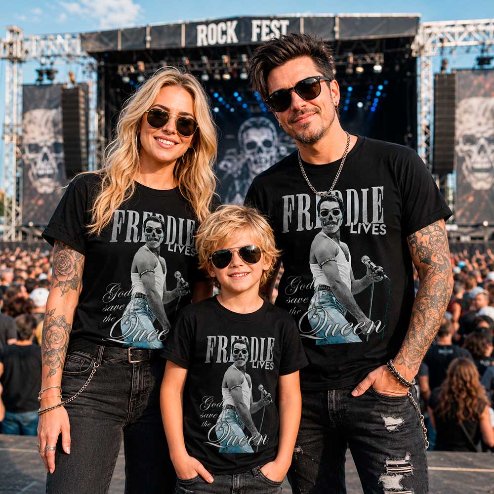 Camiseta «Freddie Lives» – Parodia rockera para Hombre, Mujer y Niño