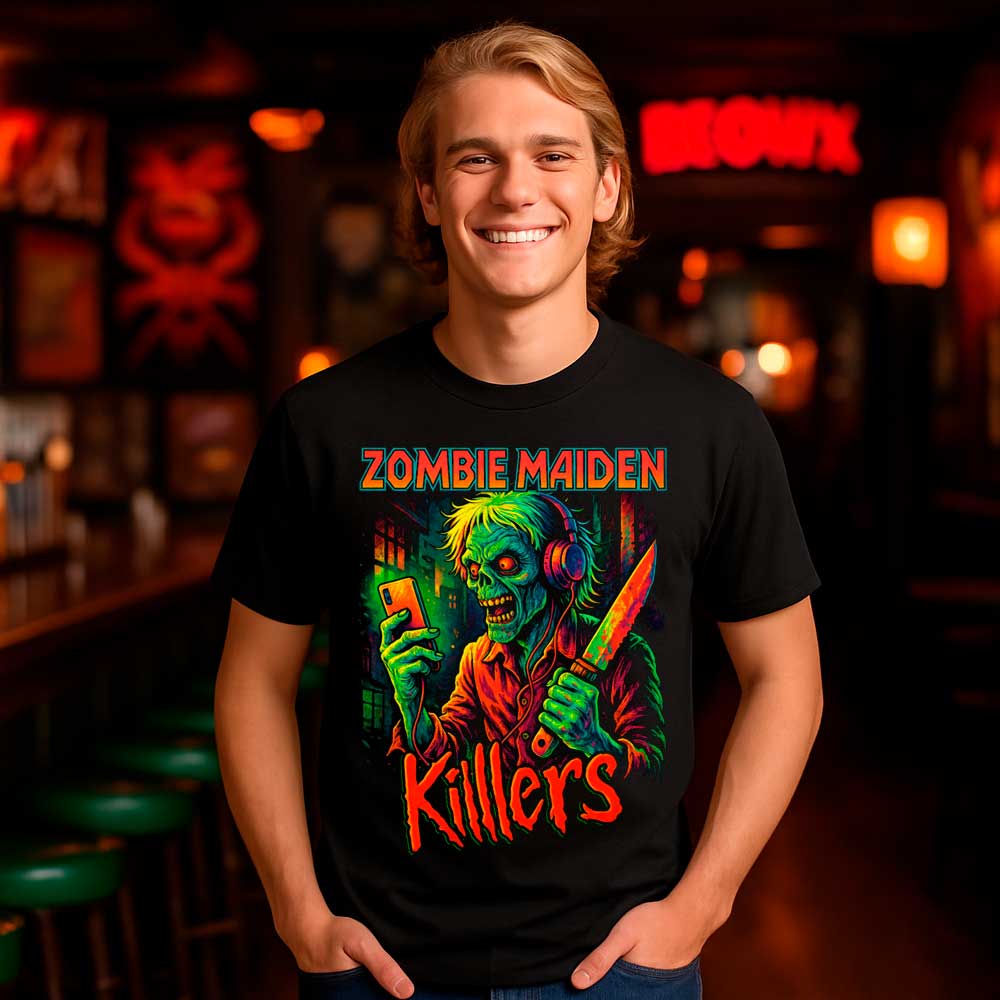 Camiseta de Rock «Zombie Maiden Killer» hombre, mujer y niño