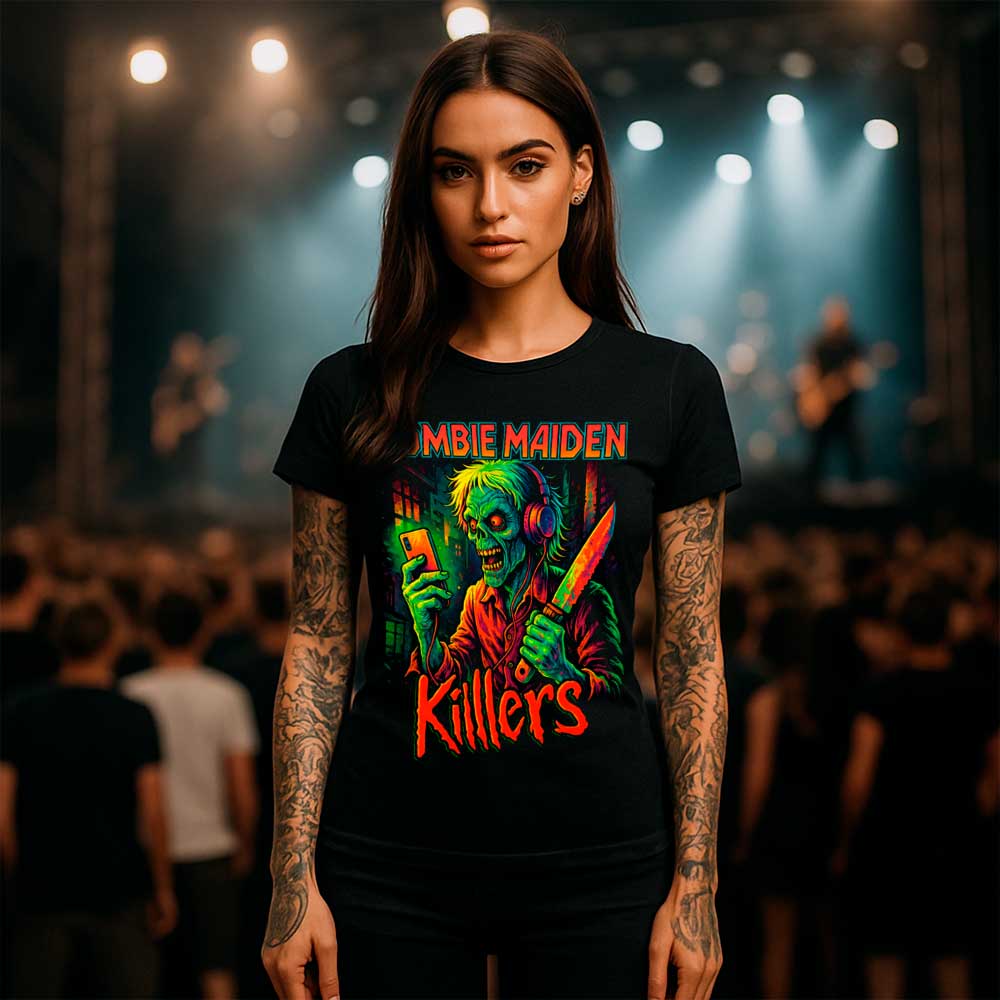 Camiseta de Rock «Zombie Maiden Killer» hombre, mujer y niño