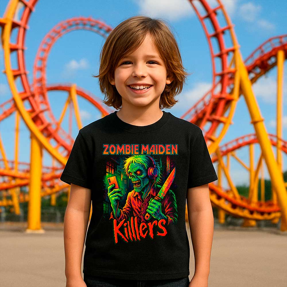 Camiseta de Rock «Zombie Maiden Killer» hombre, mujer y niño