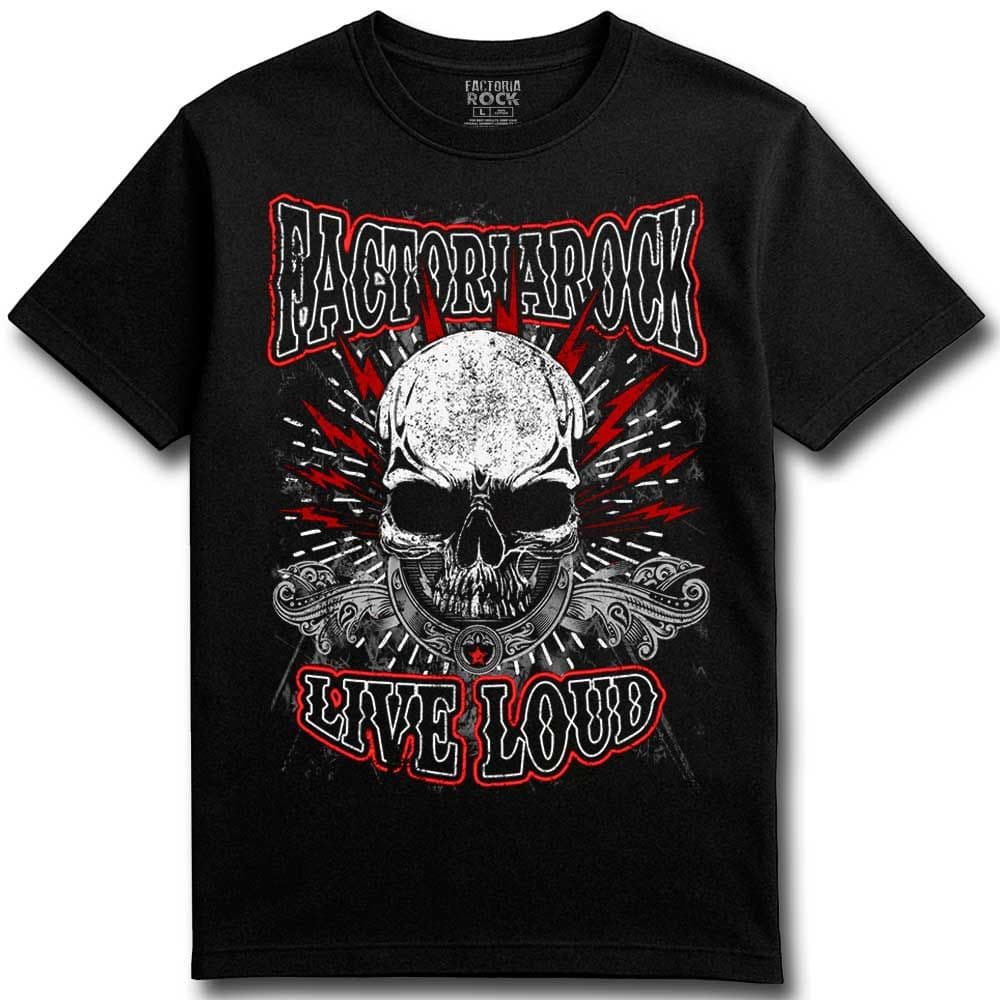 Camiseta de calavera «LIVE LOUD» hombre, mujer y niño