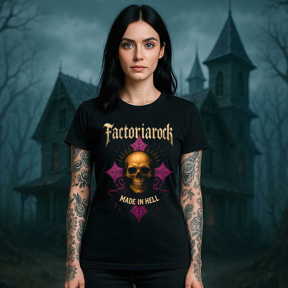 Camiseta de calavera «MADE IN HELL» hombre, mujer y niño