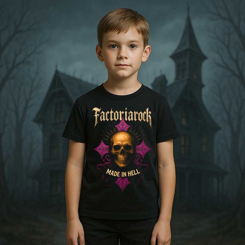 Camiseta de calavera «MADE IN HELL» hombre, mujer y niño