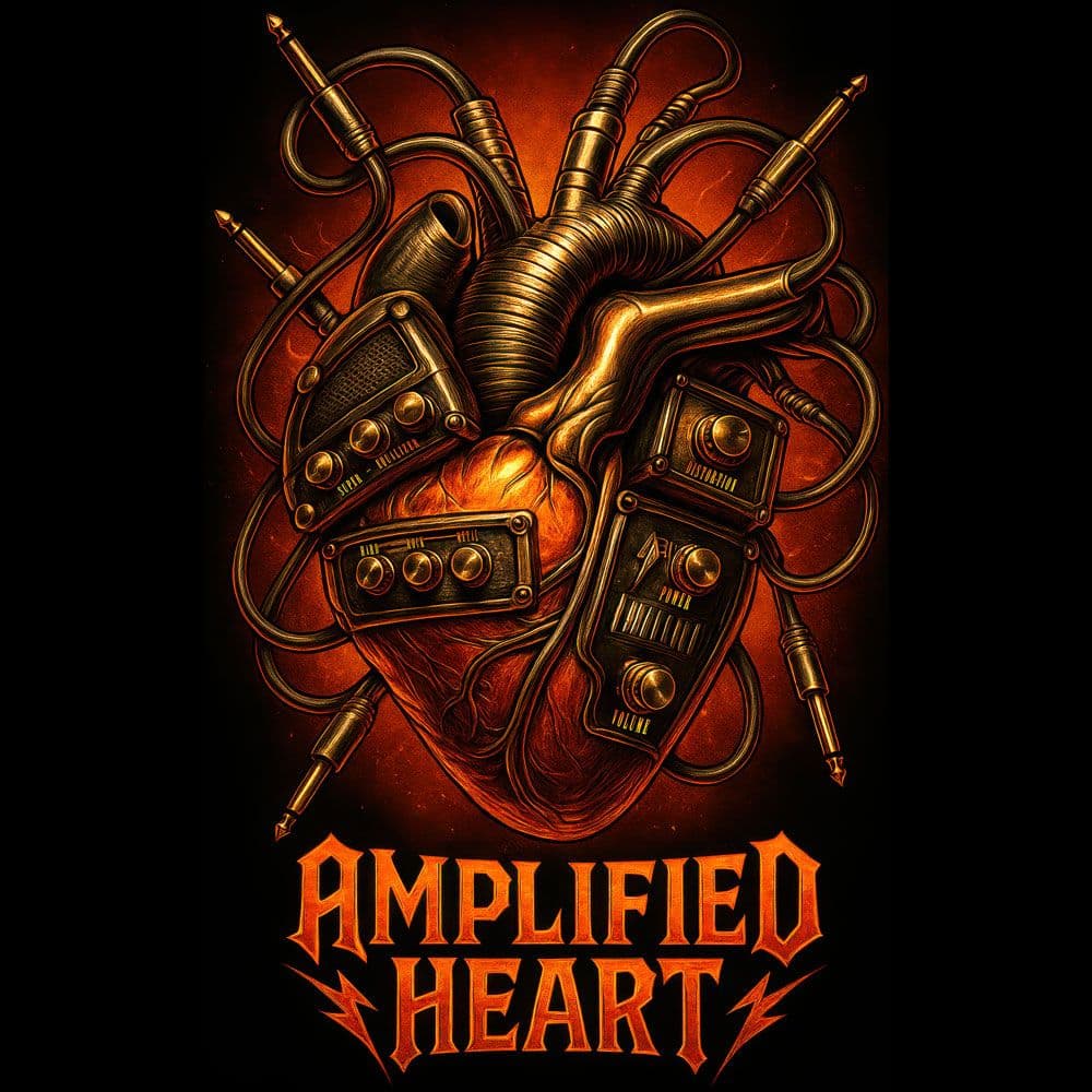 Camiseta de Rock «Amplified Heart» para hombre, mujer y niño.