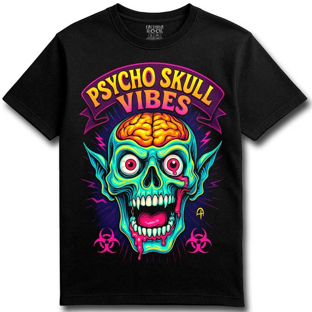 Camiseta de Rock «Psycho Skull Vibes» hombre, mujer y niño