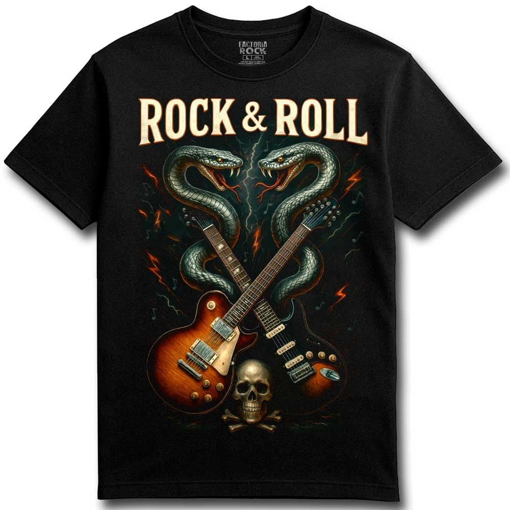 Camiseta de Rock «Rock n Roll Snakes» hombre, mujer y niño