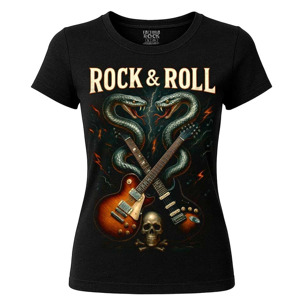 Camiseta de Rock «Rock n Roll Snakes» hombre, mujer y niño