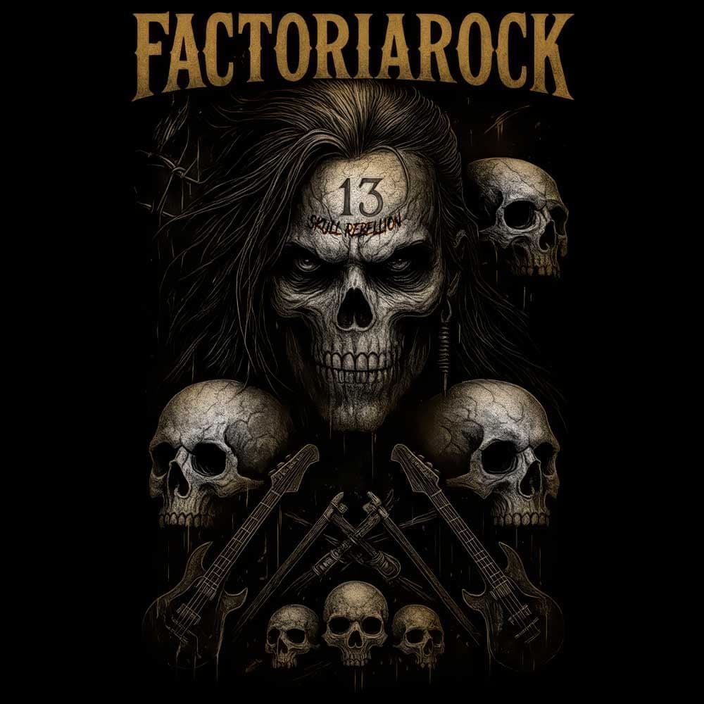 Camiseta de Rock «Skull Rebellion» hombre, mujer y niño