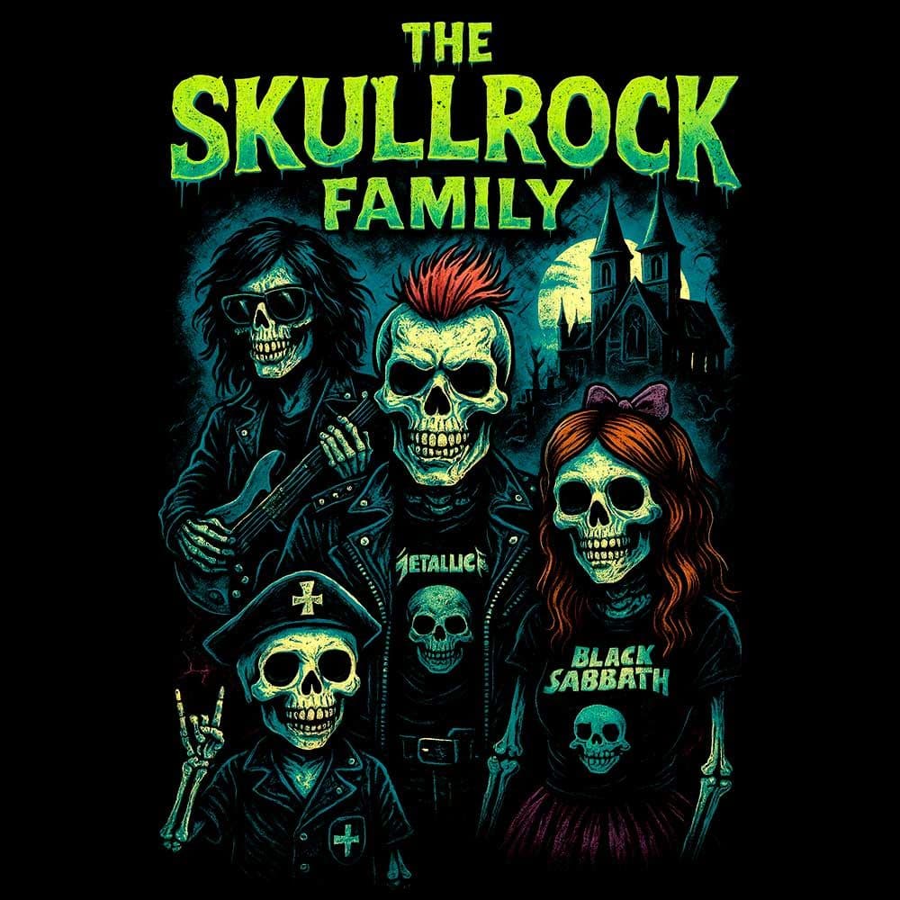 Camiseta de Rock «Skullrock Family » hombre, mujer y niño