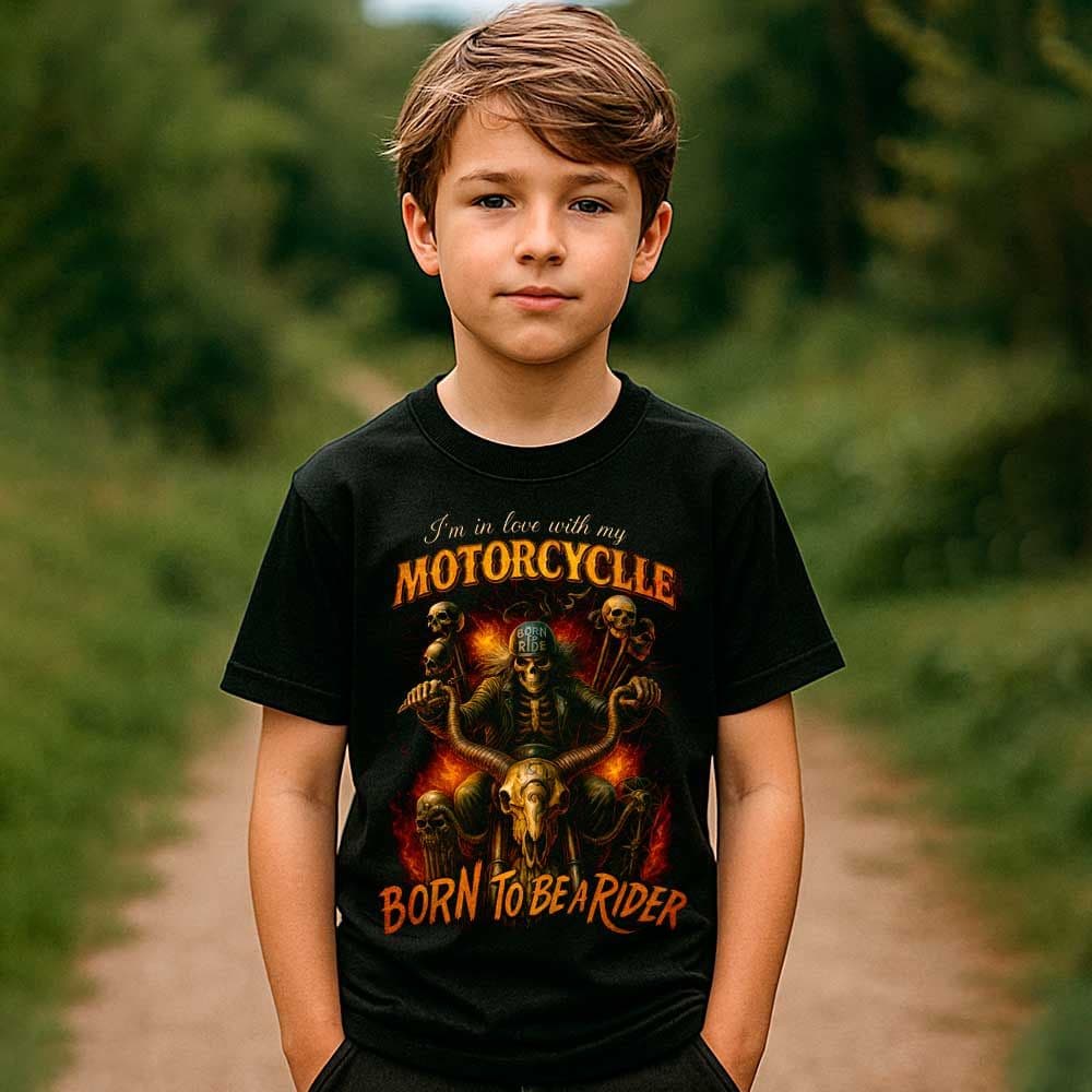 Camiseta para moteros «Born to be a rider» hombre, mujer y niño