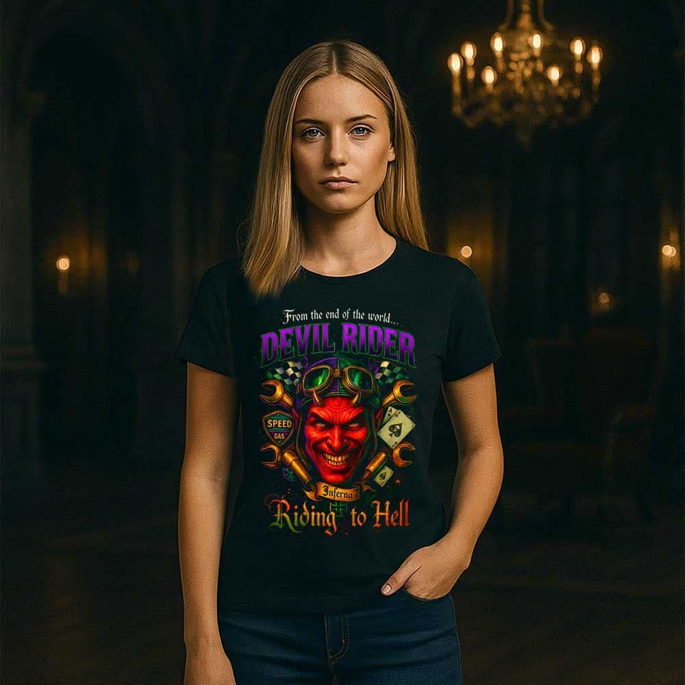 Camiseta para moteros «DEVIL RIDER» hombre, mujer y niño