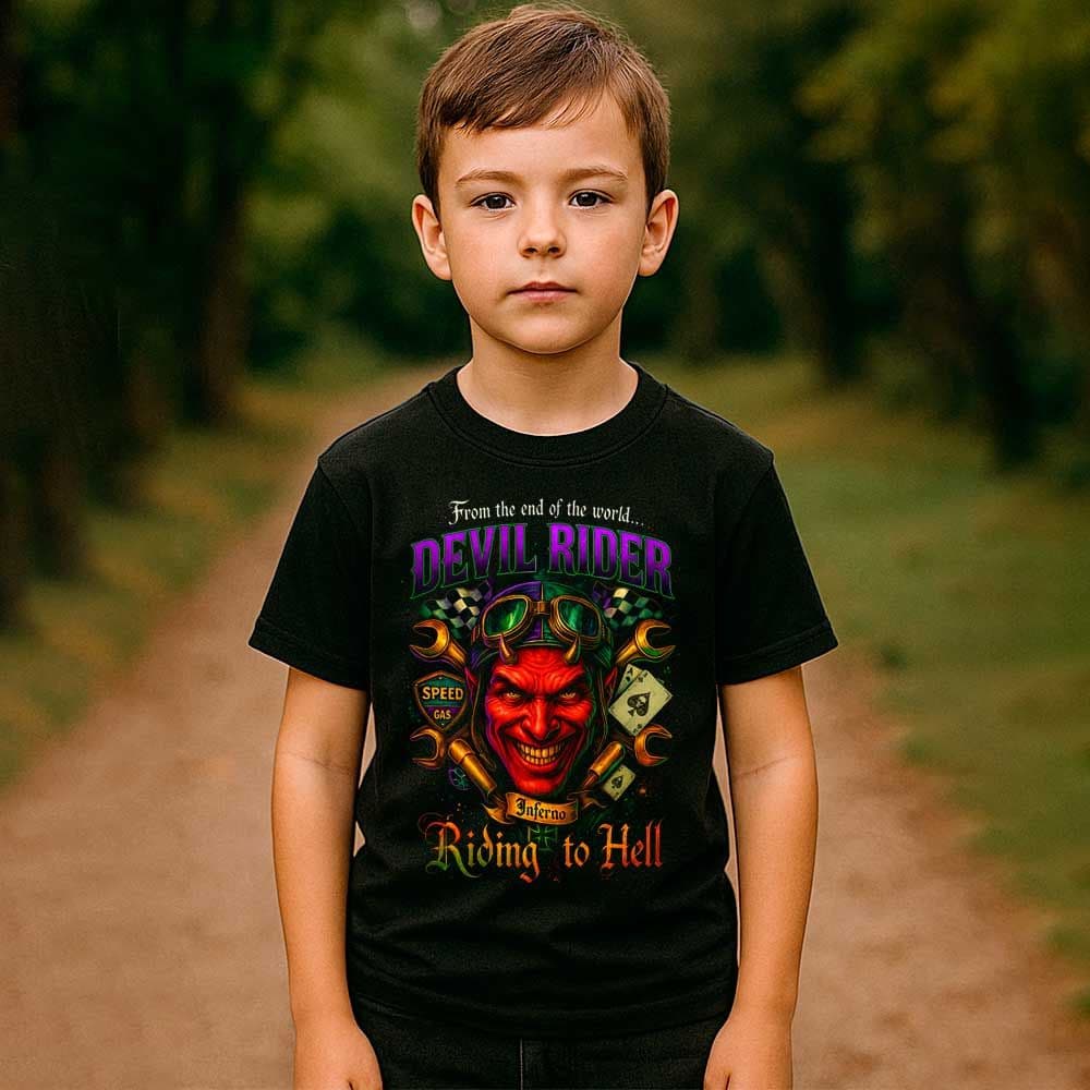 Camiseta para moteros «DEVIL RIDER» hombre, mujer y niño